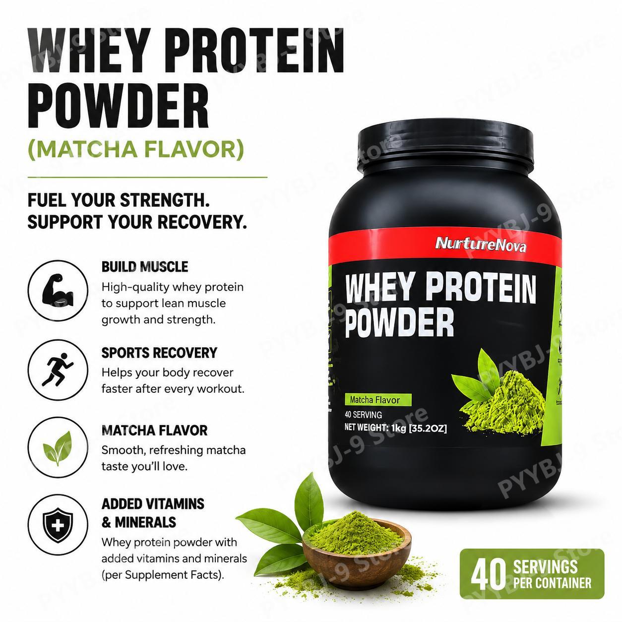 Whey Protein Isolate - NurtureNova Whey Protein Tozu Matcha Aromalı